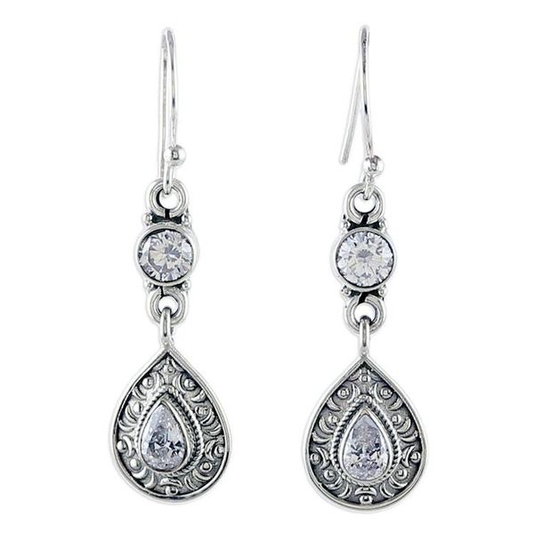 Alternate image for Classic Sterling Silver and Cubic Zirconia Dangle Earrings Sparkling Tears