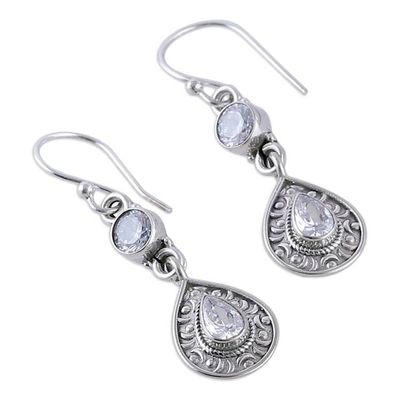 Alternate image for Classic Sterling Silver and Cubic Zirconia Dangle Earrings Sparkling Tears