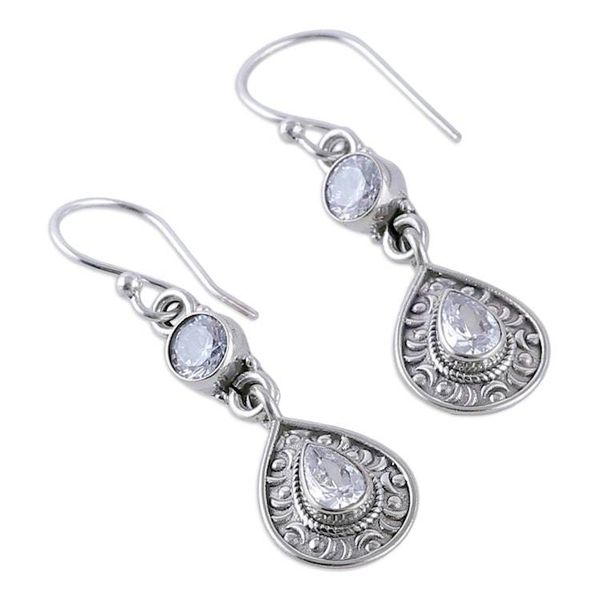 Alternate image for Classic Sterling Silver and Cubic Zirconia Dangle Earrings Sparkling Tears