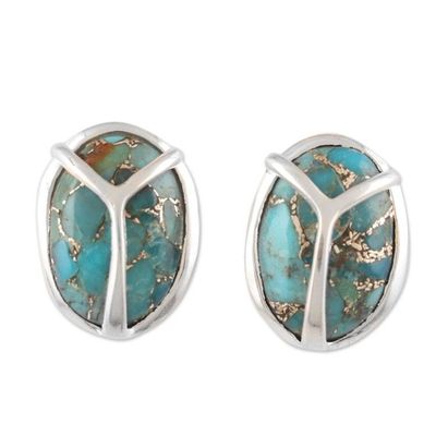 Alternate image for Sterling Silver Button Earrings with Peace Sign Motif Make Peace in Blue