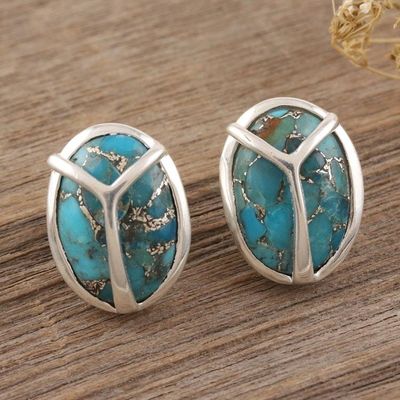 Alternate image for Sterling Silver Button Earrings with Peace Sign Motif Make Peace in Blue