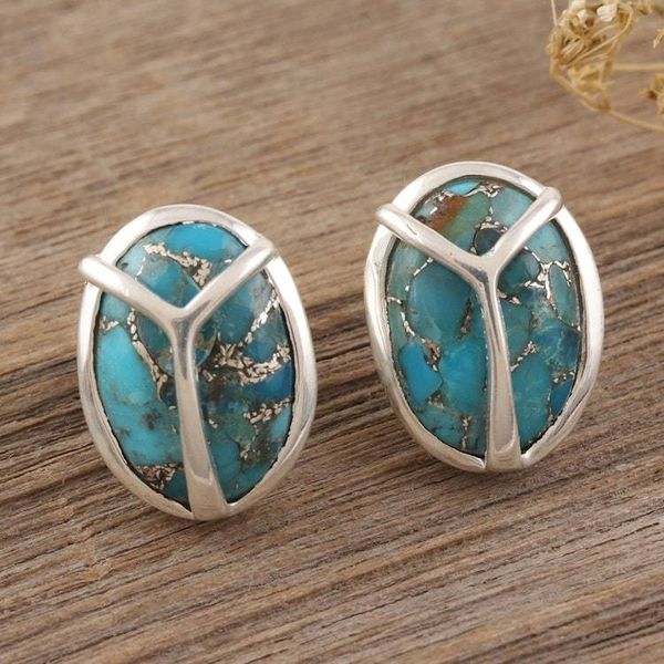 Alternate image for Sterling Silver Button Earrings with Peace Sign Motif Make Peace in Blue