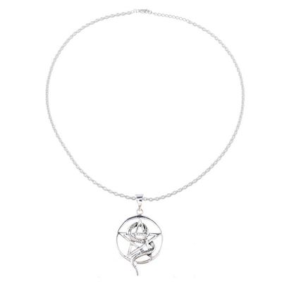 Alternate image for Snake and Star Sterling Silver Pendant Necklace from India Serpent and Star