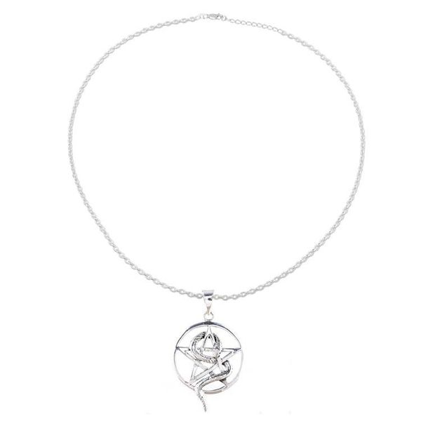 Alternate image for Snake and Star Sterling Silver Pendant Necklace from India Serpent and Star