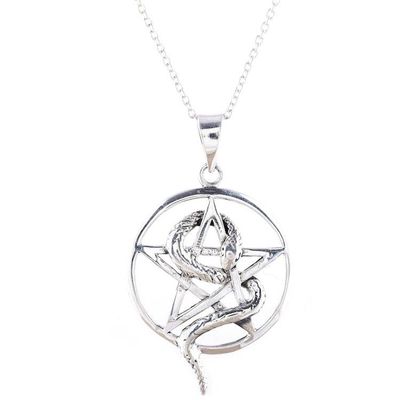 Alternate image for Snake and Star Sterling Silver Pendant Necklace from India Serpent and Star