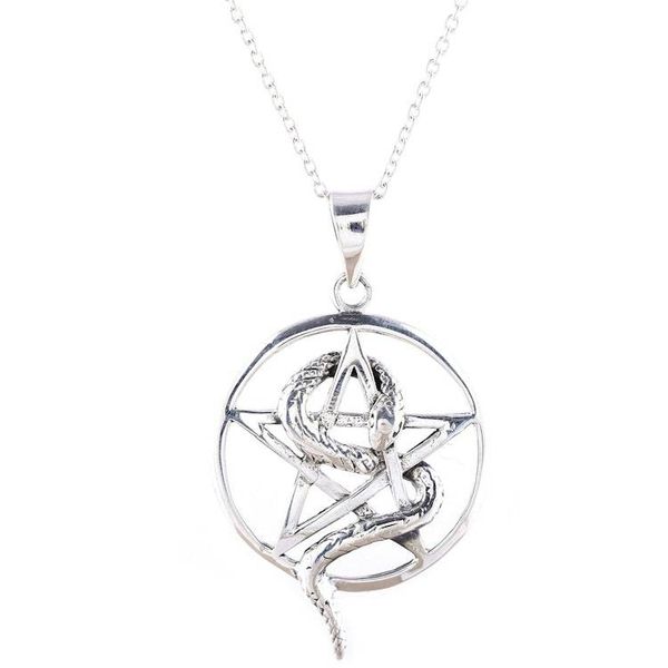 Alternate image for Snake and Star Sterling Silver Pendant Necklace from India Serpent and Star