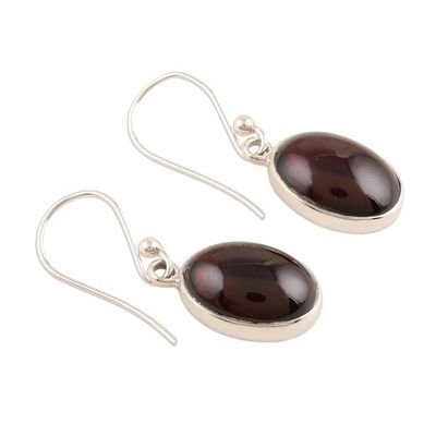 Alternate image for Garnet Cabochon Dangle Earrings Oval Embers