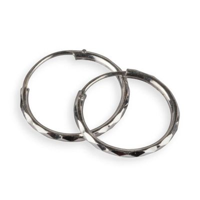 Alternate image for Avant-Garde High-Polished Sterling Silver Hoop Earrings Cycle of Sparkles