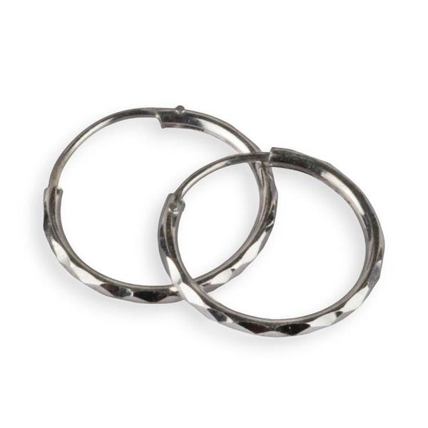 Alternate image for Avant-Garde High-Polished Sterling Silver Hoop Earrings Cycle of Sparkles