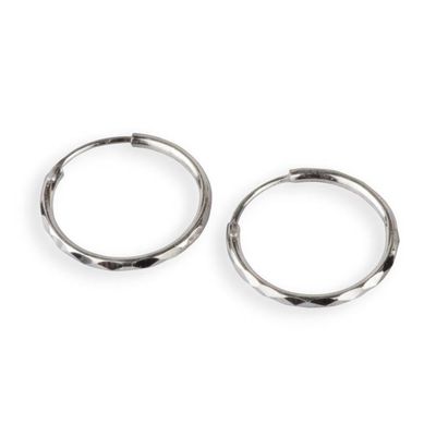 Alternate image for Avant-Garde High-Polished Sterling Silver Hoop Earrings Cycle of Sparkles