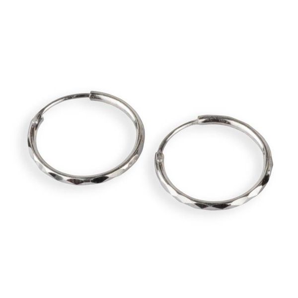 Alternate image for Avant-Garde High-Polished Sterling Silver Hoop Earrings Cycle of Sparkles