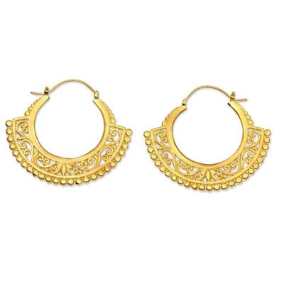 Alternate image for Lacy Handcrafted Sterling Silver Earrings Bathed in 22k Gold Jungle Paradise