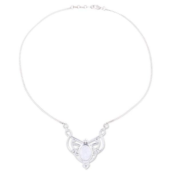 Alternate image for Oval Rainbow Moonstone and Sterling Silver Pendant Necklace Moonrise Queen
