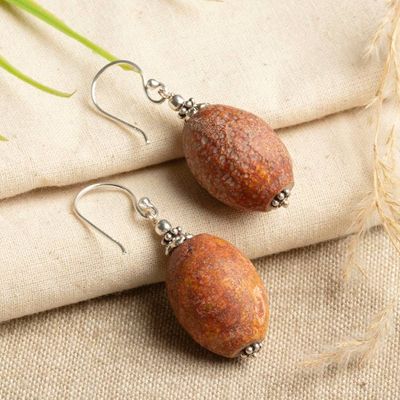 Alternate image for Bohemian-Inspired Warm-Toned Drusy Quartz Dangle Earrings Lavish Sands