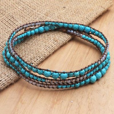 Alternate image for Crystal and Reconstituted Turquoise Beaded Wrap Bracelet Sky Crystal