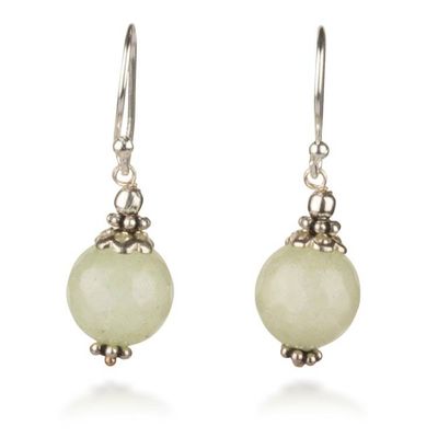 Alternate image for Bright Green-Toned Agate and Sterling Silver Dangle Earrings Moonlit Sapience