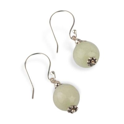 Alternate image for Bright Green-Toned Agate and Sterling Silver Dangle Earrings Moonlit Sapience