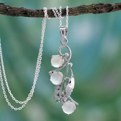 Alternate image for Moonstone and Silver Pendant Necklace Royal Bouquet
