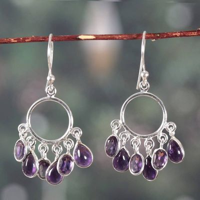 Alternate image for Oval 3-Carat Amethyst Chandelier Earrings in Polished Finish Under The Wisdom