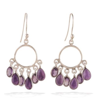 Alternate image for Oval 3-Carat Amethyst Chandelier Earrings in Polished Finish Under The Wisdom