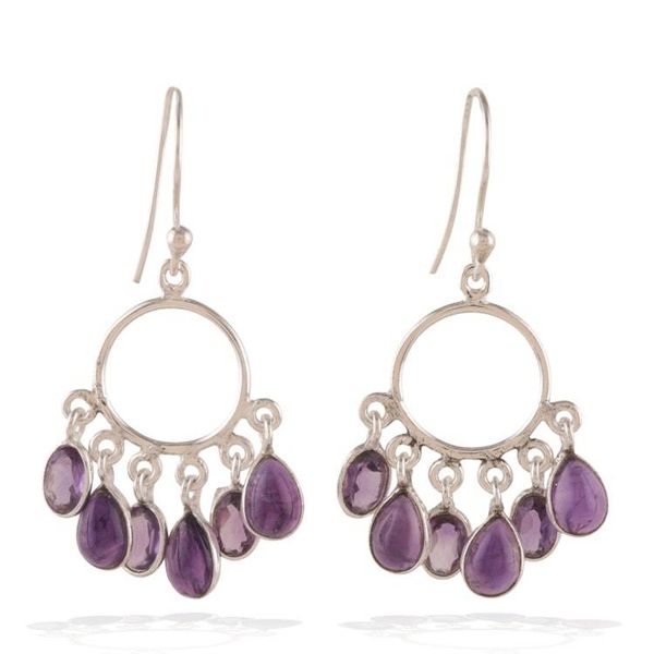 Alternate image for Oval 3-Carat Amethyst Chandelier Earrings in Polished Finish Under The Wisdom