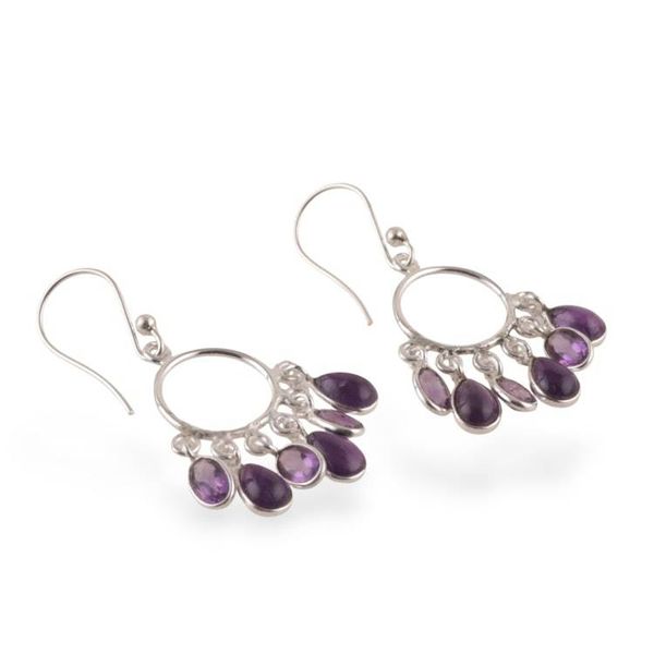 Alternate image for Oval 3-Carat Amethyst Chandelier Earrings in Polished Finish Under The Wisdom