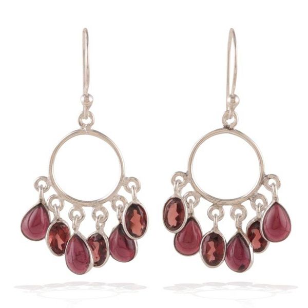 Alternate image for Birthstone 3-Carat Natural Oval Garnet Chandelier Earrings Under The Passion