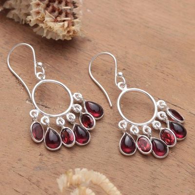 Alternate image for Birthstone 3-Carat Natural Oval Garnet Chandelier Earrings Under The Passion