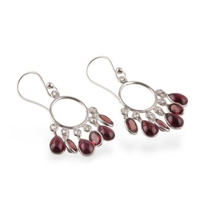 Alternate image for Birthstone 3-Carat Natural Oval Garnet Chandelier Earrings Under The Passion