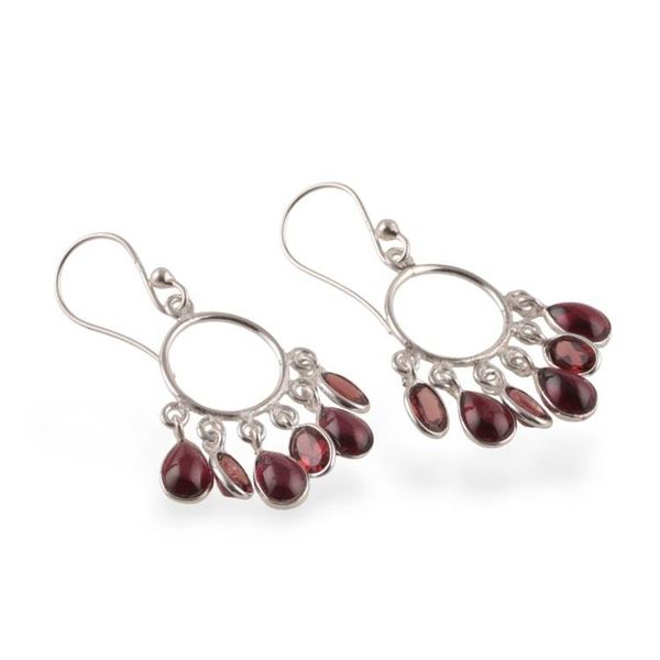 Alternate image for Birthstone 3-Carat Natural Oval Garnet Chandelier Earrings Under The Passion