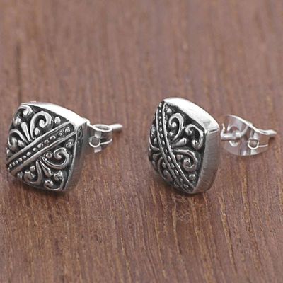 Alternate image for Sterling Silver Square Stud Earrings from Indonesia Bali Beauties