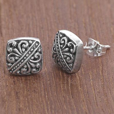 Alternate image for Sterling Silver Square Stud Earrings from Indonesia Bali Beauties