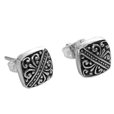 Alternate image for Sterling Silver Square Stud Earrings from Indonesia Bali Beauties
