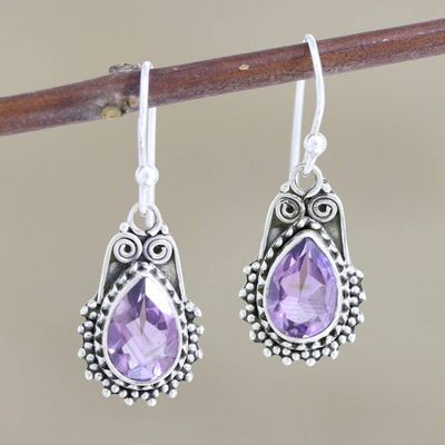 Primary image for Hand Made Amethyst and Sterling Silver Dangle Earrings Dazzling Drop
