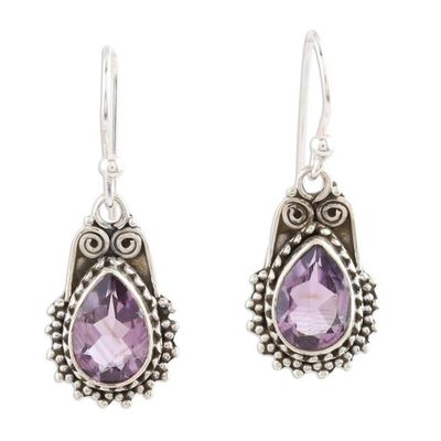Alternate image for Hand Made Amethyst and Sterling Silver Dangle Earrings Dazzling Drop