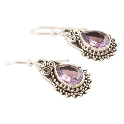 Alternate image for Hand Made Amethyst and Sterling Silver Dangle Earrings Dazzling Drop
