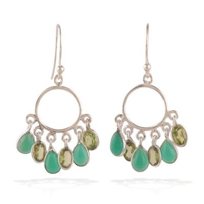 Alternate image for Green-Palette 3-Carat Onyx and Peridot Chandelier Earrings Under The Forest