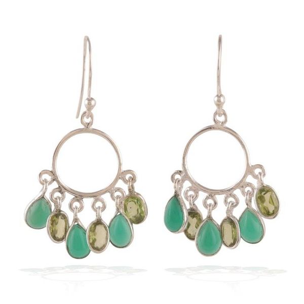 Alternate image for Green-Palette 3-Carat Onyx and Peridot Chandelier Earrings Under The Forest