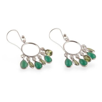 Alternate image for Green-Palette 3-Carat Onyx and Peridot Chandelier Earrings Under The Forest