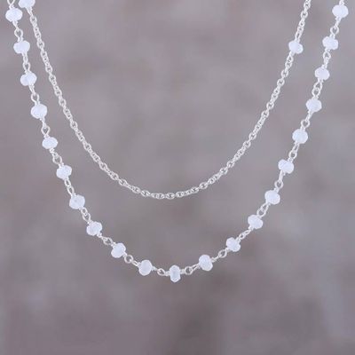 Alternate image for Rainbow Moonstone and Labradorite Link Necklace Charming Mist