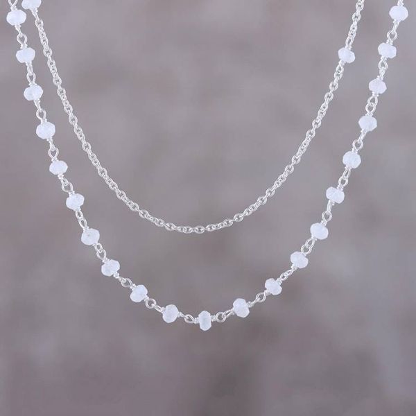 Alternate image for Rainbow Moonstone and Labradorite Link Necklace Charming Mist