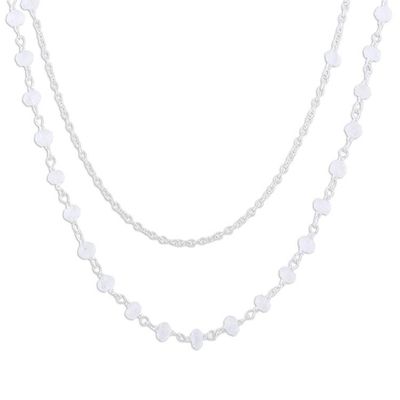 Alternate image for Rainbow Moonstone and Labradorite Link Necklace Charming Mist