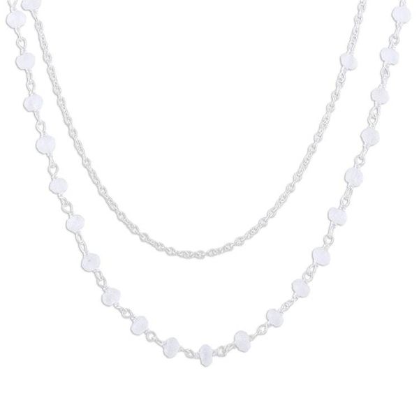 Alternate image for Rainbow Moonstone and Labradorite Link Necklace Charming Mist
