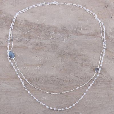 Alternate image for Rainbow Moonstone and Labradorite Link Necklace Charming Mist