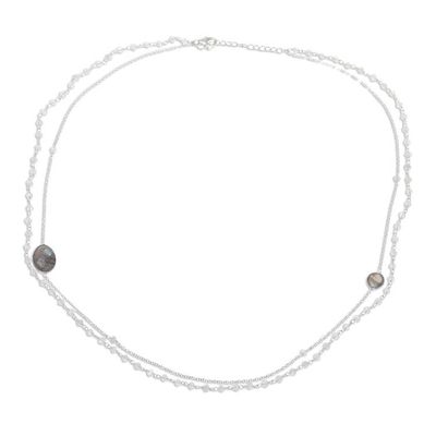 Alternate image for Rainbow Moonstone and Labradorite Link Necklace Charming Mist