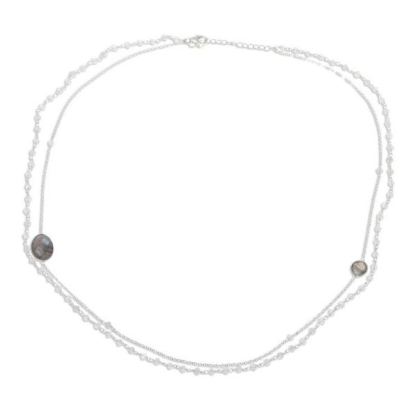 Alternate image for Rainbow Moonstone and Labradorite Link Necklace Charming Mist