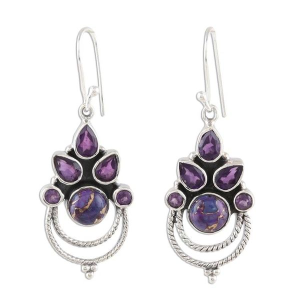 Alternate image for Amethyst and Purple Composite Turquoise Dangle Earrings Radiant Harmony