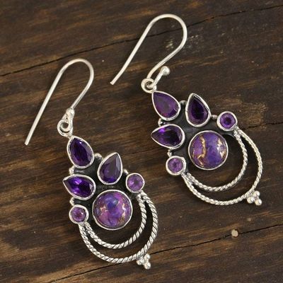 Alternate image for Amethyst and Purple Composite Turquoise Dangle Earrings Radiant Harmony