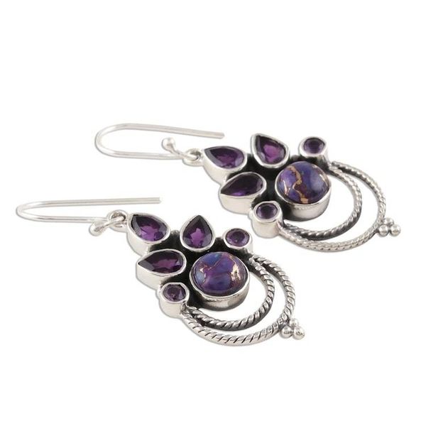 Alternate image for Amethyst and Purple Composite Turquoise Dangle Earrings Radiant Harmony