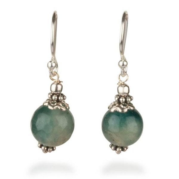 Alternate image for Polished Sterling Silver Green-Blue Agate Dangle Earrings Moonlit Lagoon